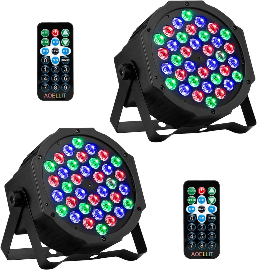36 LED RGB Stage Lights with Remote 8 Pack Q61663