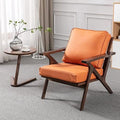 Mid Century Modern Solid Wood Faux Leather Armchair V341