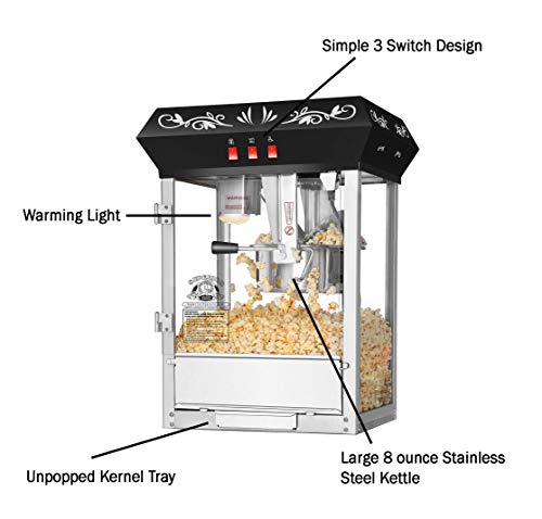 Black 8oz Stainless Steel Kettle Popcorn Machine L5553
