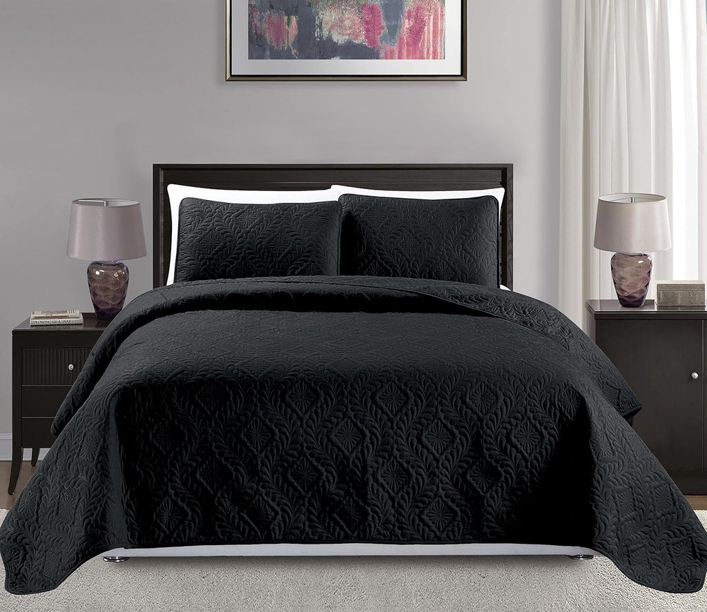 3pc King/California King Oversized Diamond Bedspread Bed Cover Solid Beige S61737