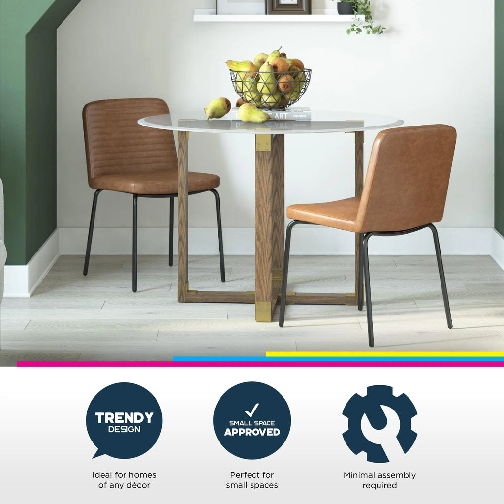 Camel Faux Leather Dining Chair, Set of 2 R82003