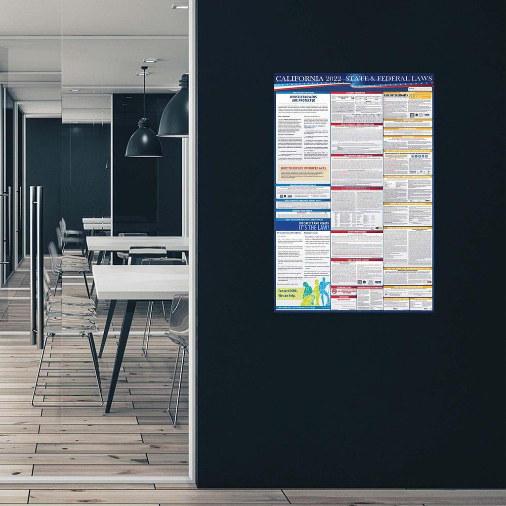 2022 California State and Federal Labor Laws Poster - OSHA Workplace Compliant 24 x 36 - All in One Required Posting (Combo) Pack of 2 S979