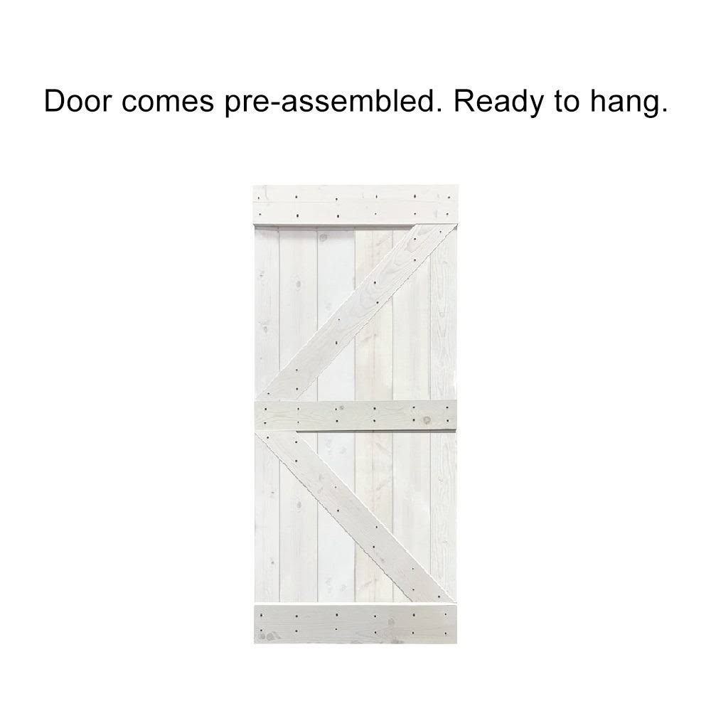 Walnut Stained Wood Interior Sliding Barn Door with Hardware Kit G882548