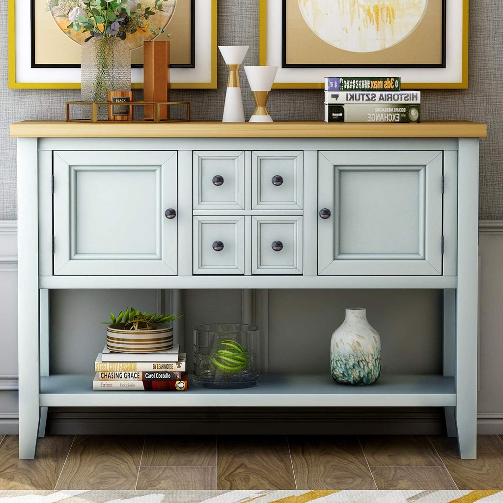 Solid Wood Console Table with 3 Drawers 2 Cabinet 1 Shelf M571