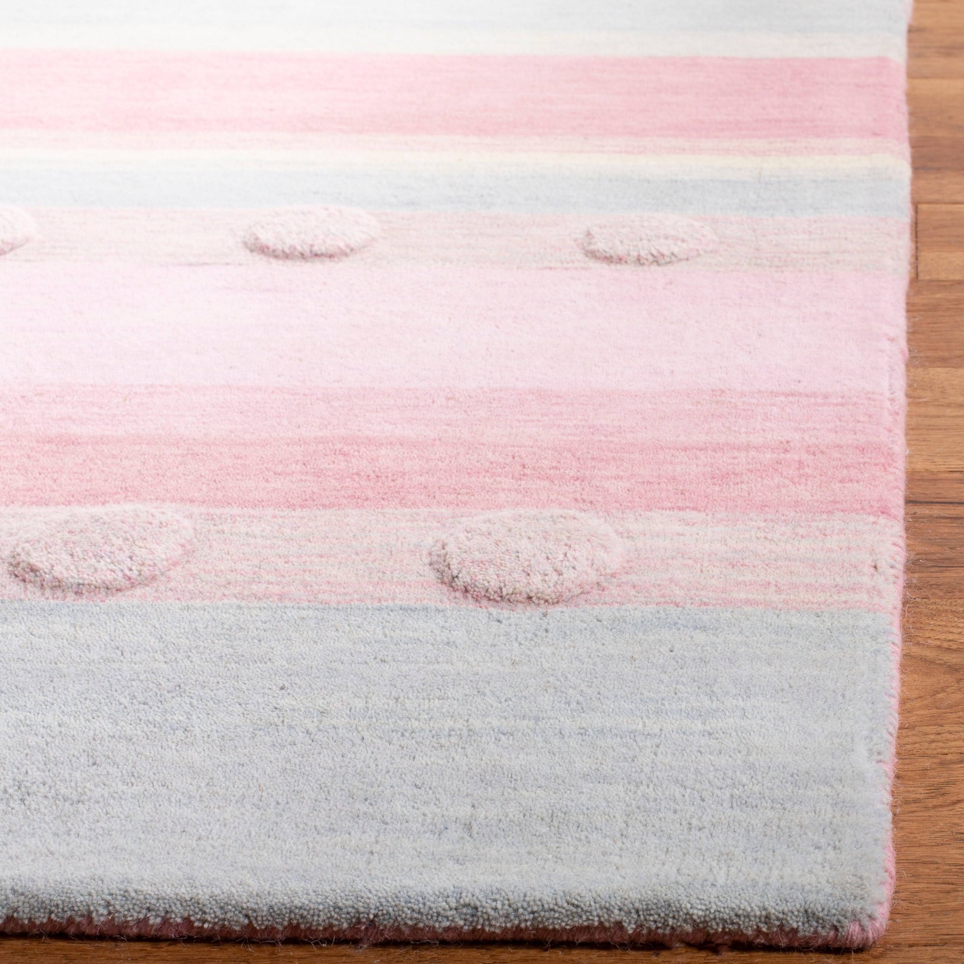 Light Blue / Pink Square Kids Rug T294977