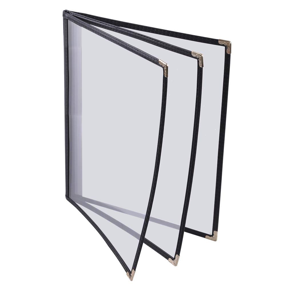 Black Triple Book Style Menu Covers 30 Pack H934