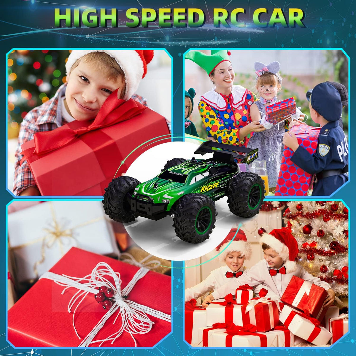 1:18 Scale 2WD RC Monster Truck with 2 Rechargeable Batteries B458