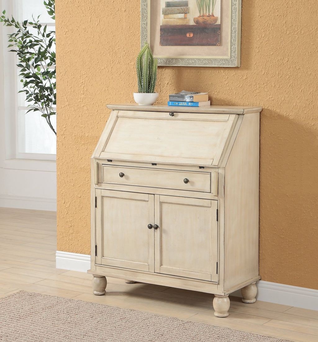 Cream Two Door One Drawer Drop Lid Cabinet with Power O58628