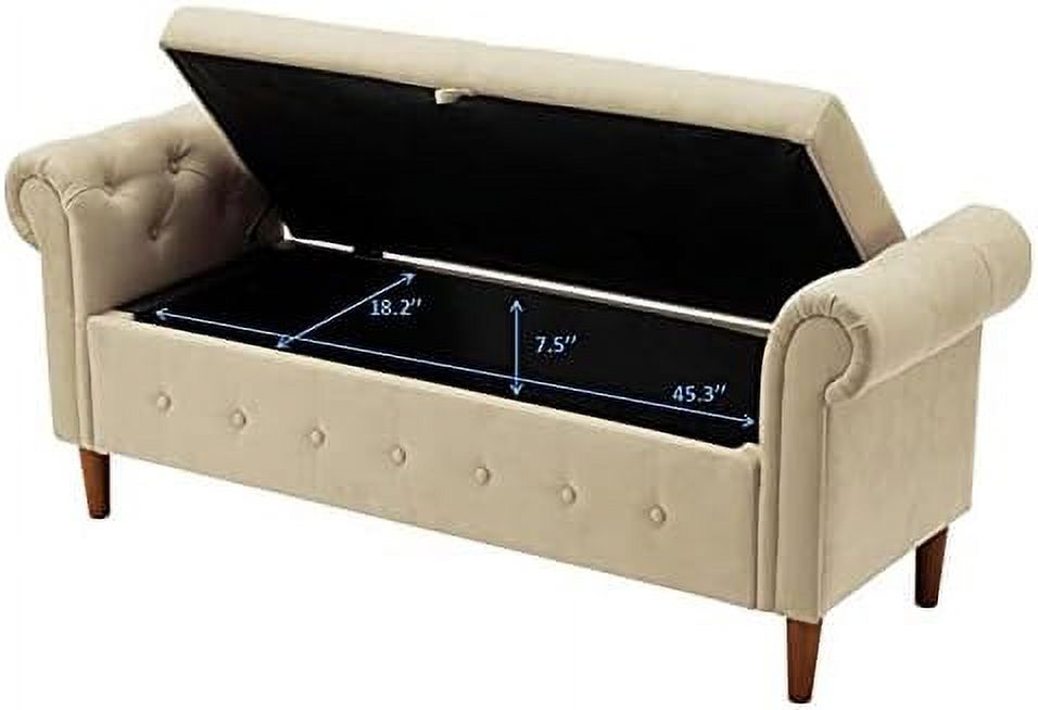 Velvet Tufted Ottoman Sofa Bench with Pillow J655