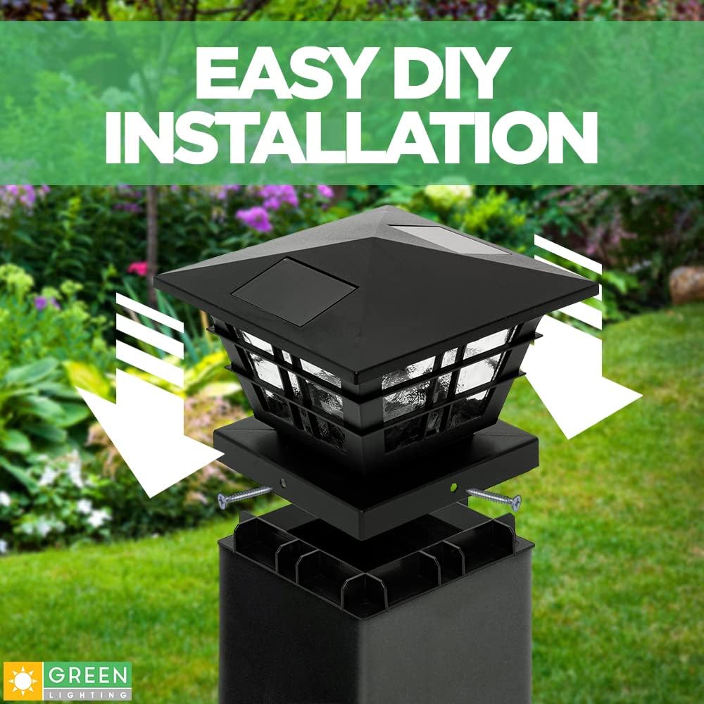 12 Pack Black Solar Powered Post Cap Light Y93948