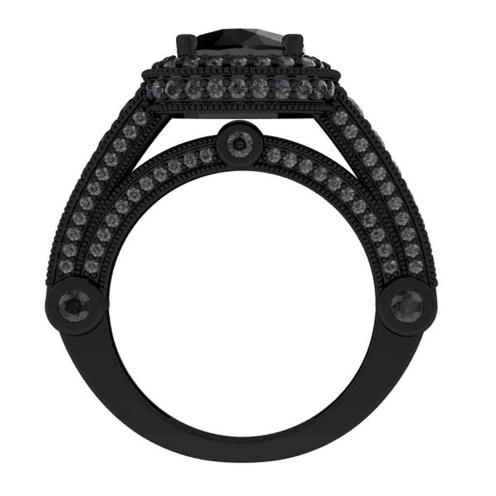 4.50 Carat Black Diamond Vintage Halo Ring T8574