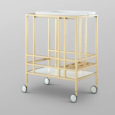 Gold/White Serving Bar Cart P931