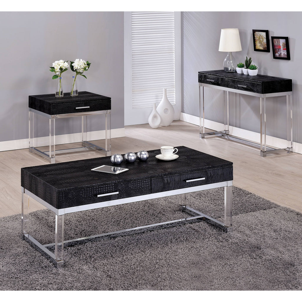 Brown Crocodile Textured Storage Sofa Table S1136