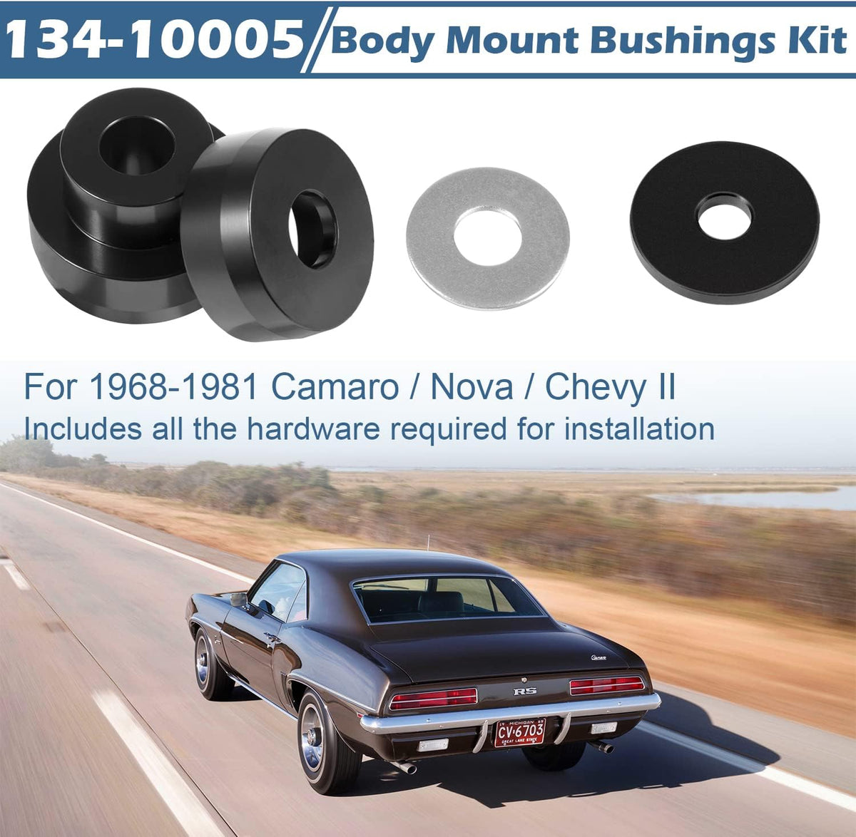 CNC Aluminum Body Mount Bushings Tool Subframe Bushing Kit 32PCS P1482