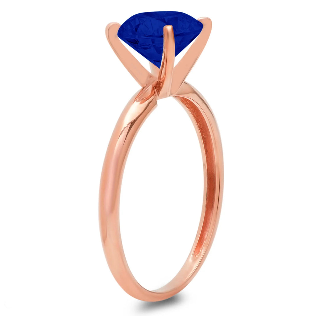 14k Rose Gold Simulated Blue Sapphire Ring Size 10.5 Z90394