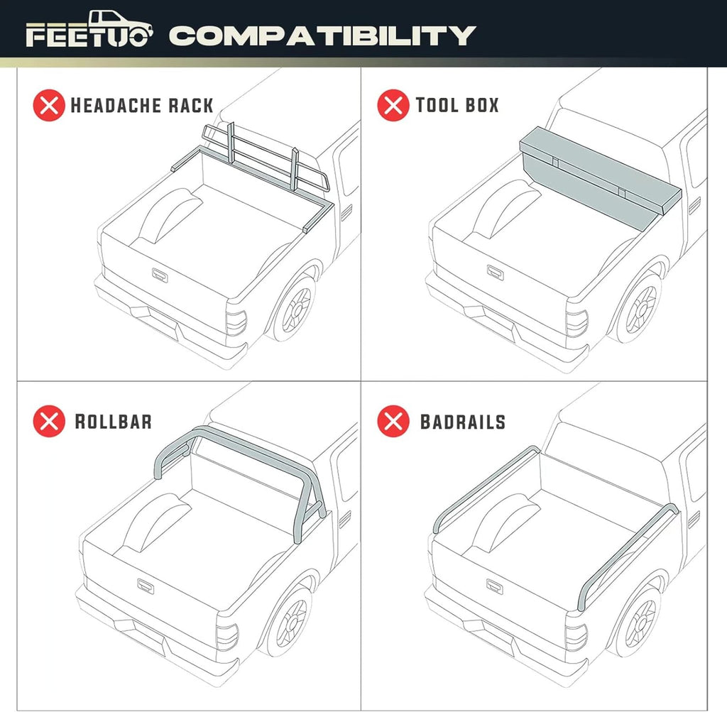 FRP Hard Tri-Fold Tonneau Cover Truck Bed H44029
