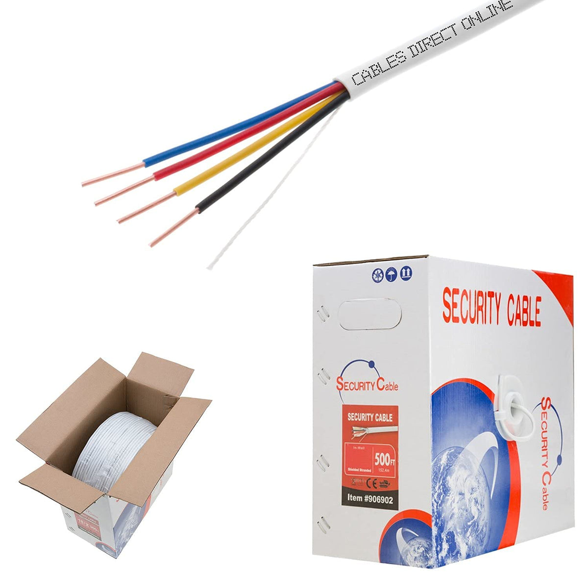 Bulk 22/4 Solid Conductor Alarm Control Cable 500ft Unshielded, Pack of 2 O85958