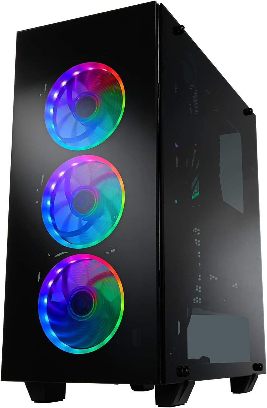 ATX Mid Tower PC Gaming Case with 3 Tempered Glass Panels and 4 ARGB Fans Z6417