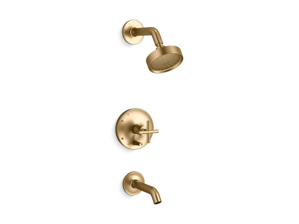 Vibrant Polished Nickel Bath and Shower Trim with Cross Handle and 1.75 GPM Showerhead T335