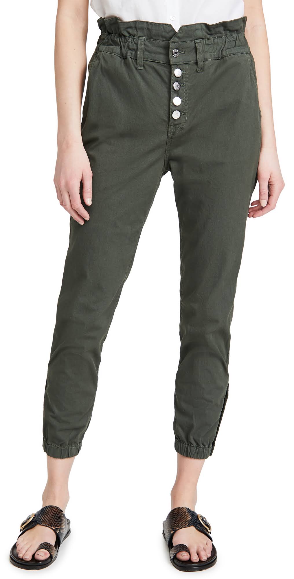 Army Green Elastic Waist Pant R626