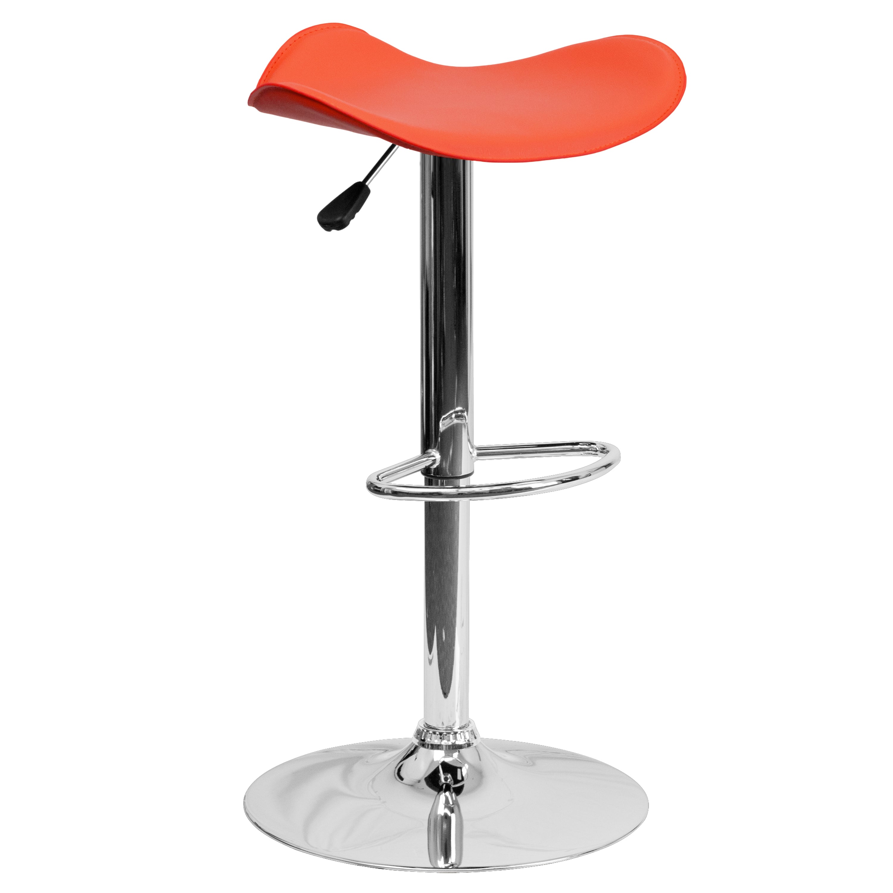 Orange Vinyl Adjustable Height Barstool with Chrome Base L420372