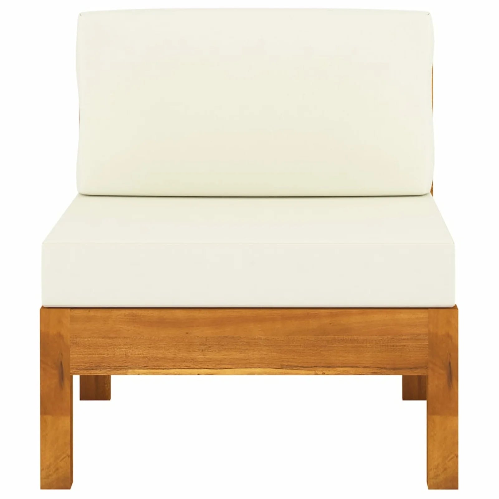 6 Piece Patio Lounge Set with Cream White Cushions Acacia Wood Outdoor Sectional Set E378