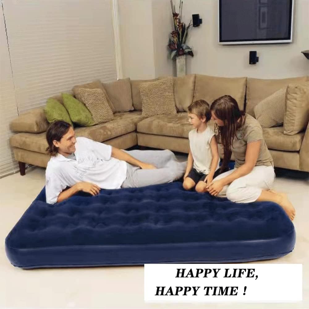 Full Size Air Mattress with Air Pump Inflatable Mattress with Flocking Surface Blow Up Mattress Air Bed Pack of 2 C38928