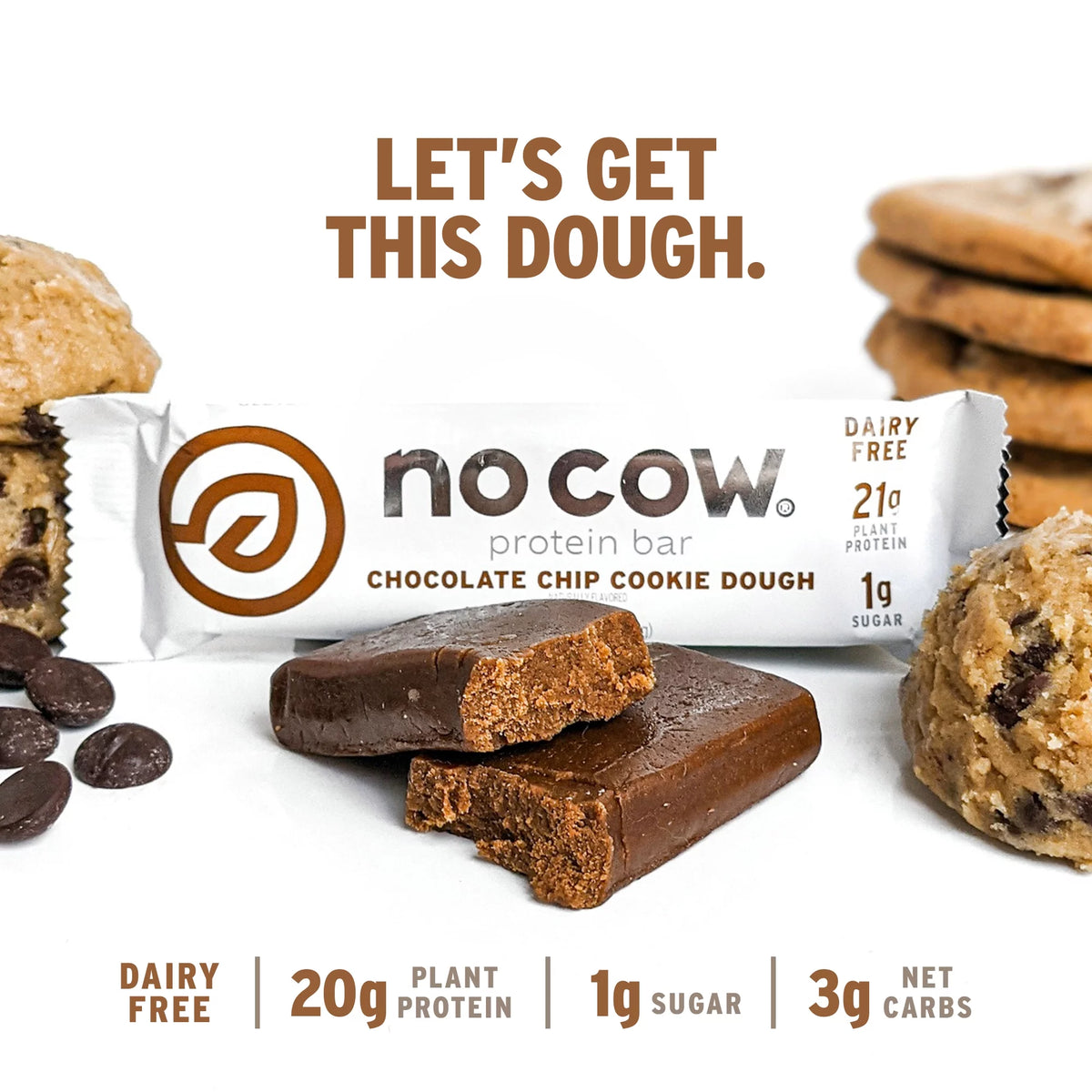 Chocolate Chip Cookie Dough Vegan Protein Bars, Box of 12 F230111