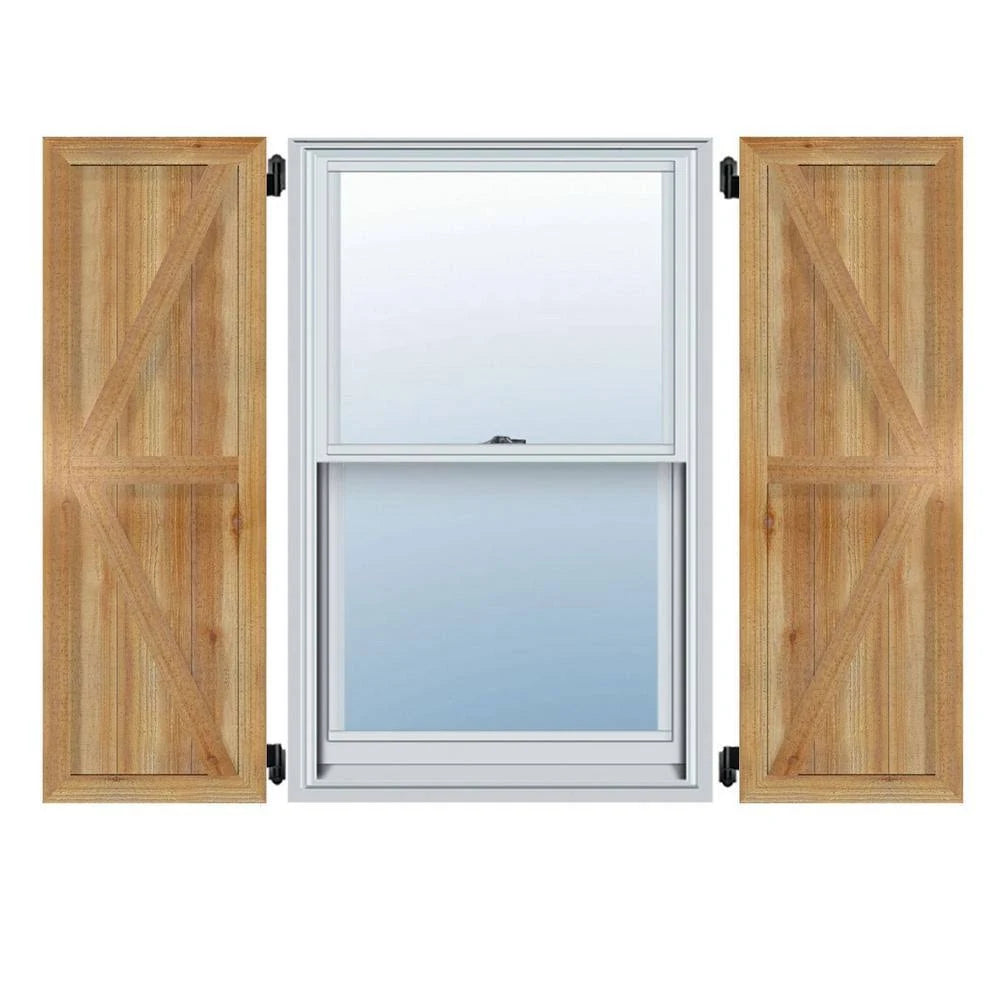 Rough Sawn Western Red Cedar Framed Board-n-Batten Shutters with Z-Bar U986106