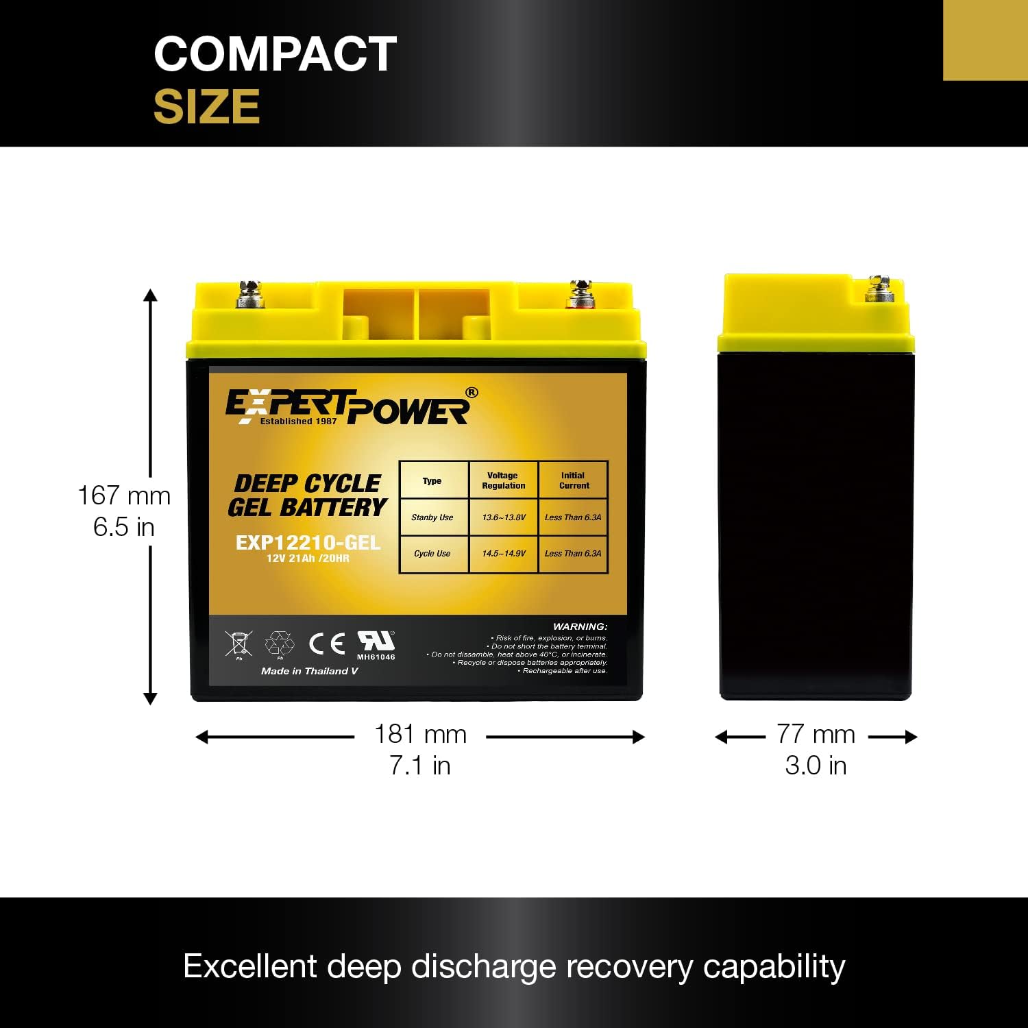 12V 21AH Gel Deep Cycle Battery Pack of 2 J31285