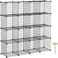 16-Cube Metal Grids Storage Organizer White O2848