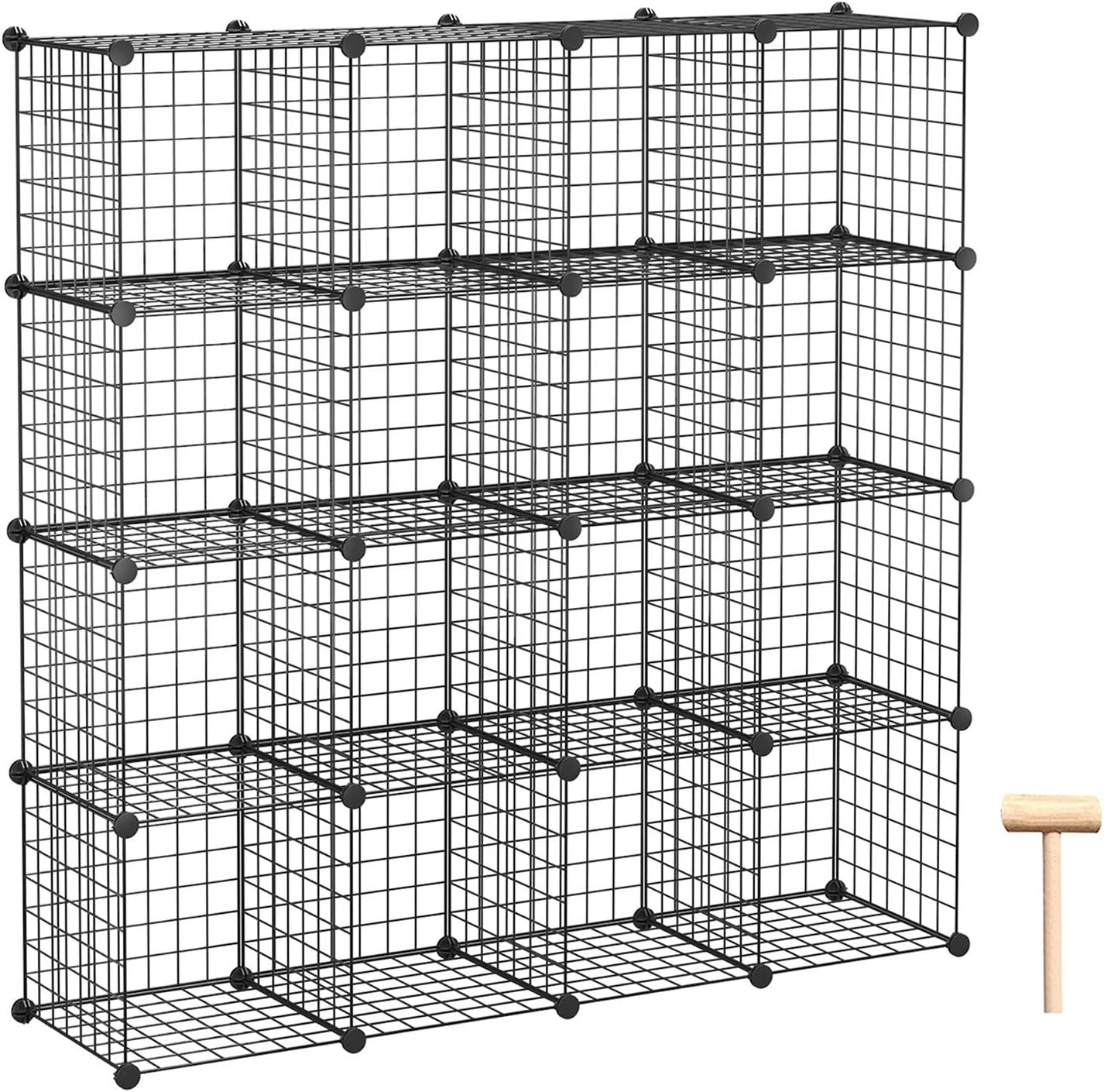 16-Cube Metal Grids Storage Organizer White O2848