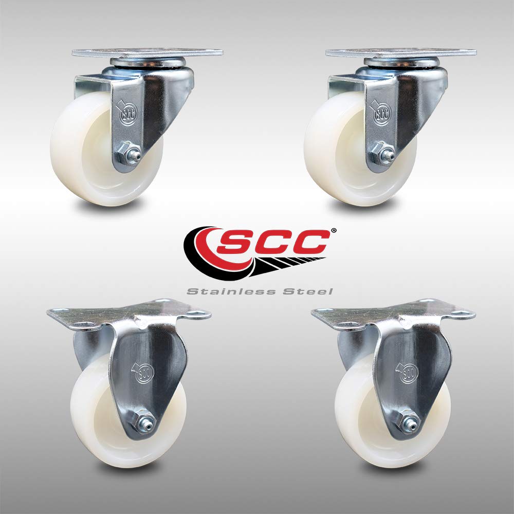 Swivel Caster with Top Locking Brake, 5 x 1.25 White Wheel, 300 lbs Capacity, Pack of 2 B892