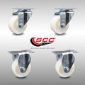 Swivel Caster with Top Locking Brake, 5 x 1.25 White Wheel, 300 lbs Capacity, Pack of 2 B892