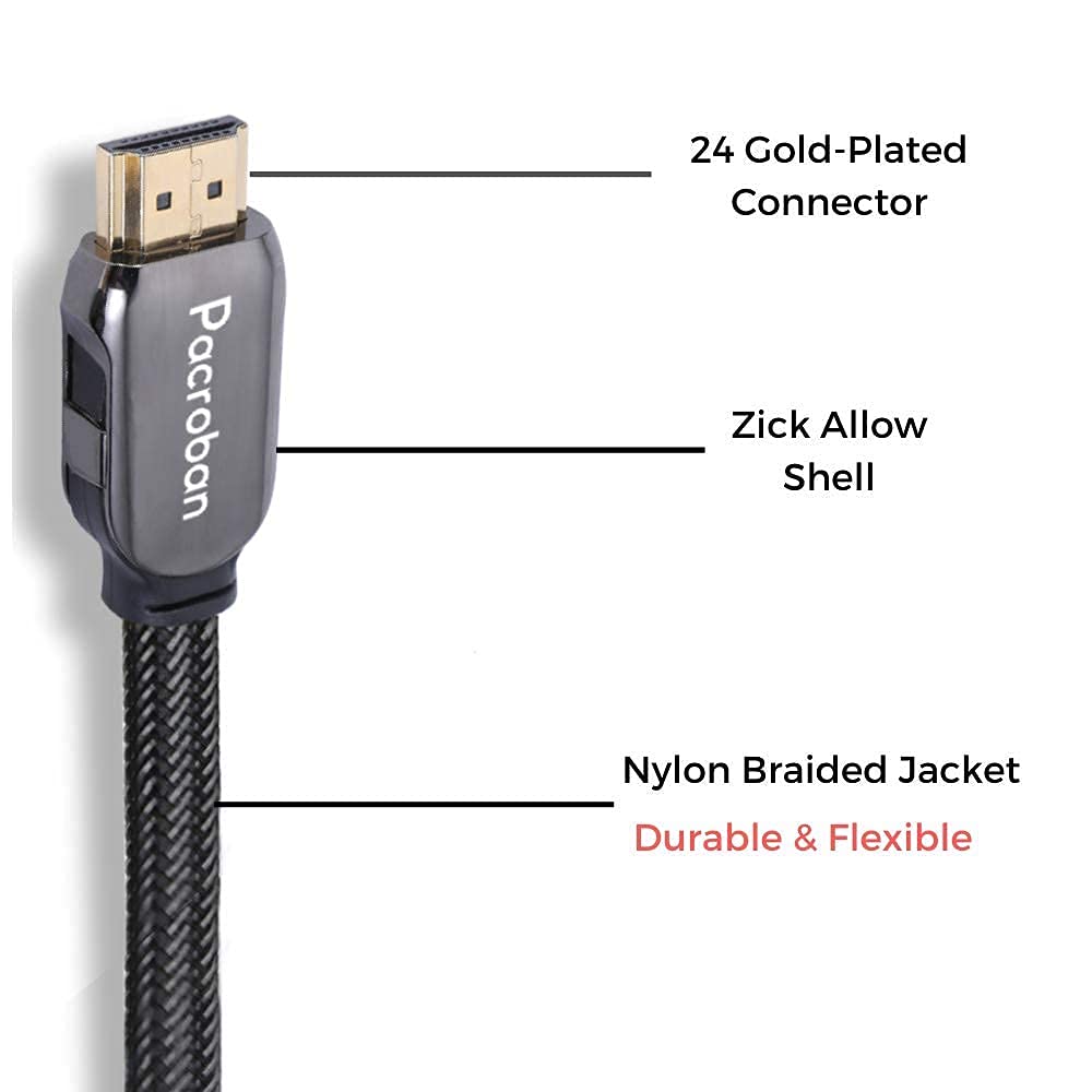 8K HDMI 2.1 Braided Cable 30ft CL3 Rated Pack of 2 V15492