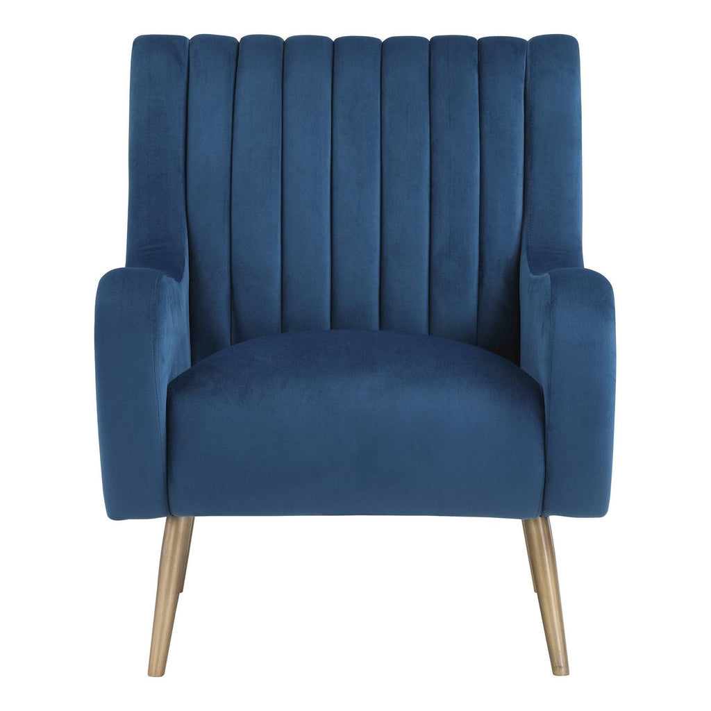 Midnight Blue Velvet Armchair with Gold Legs L317