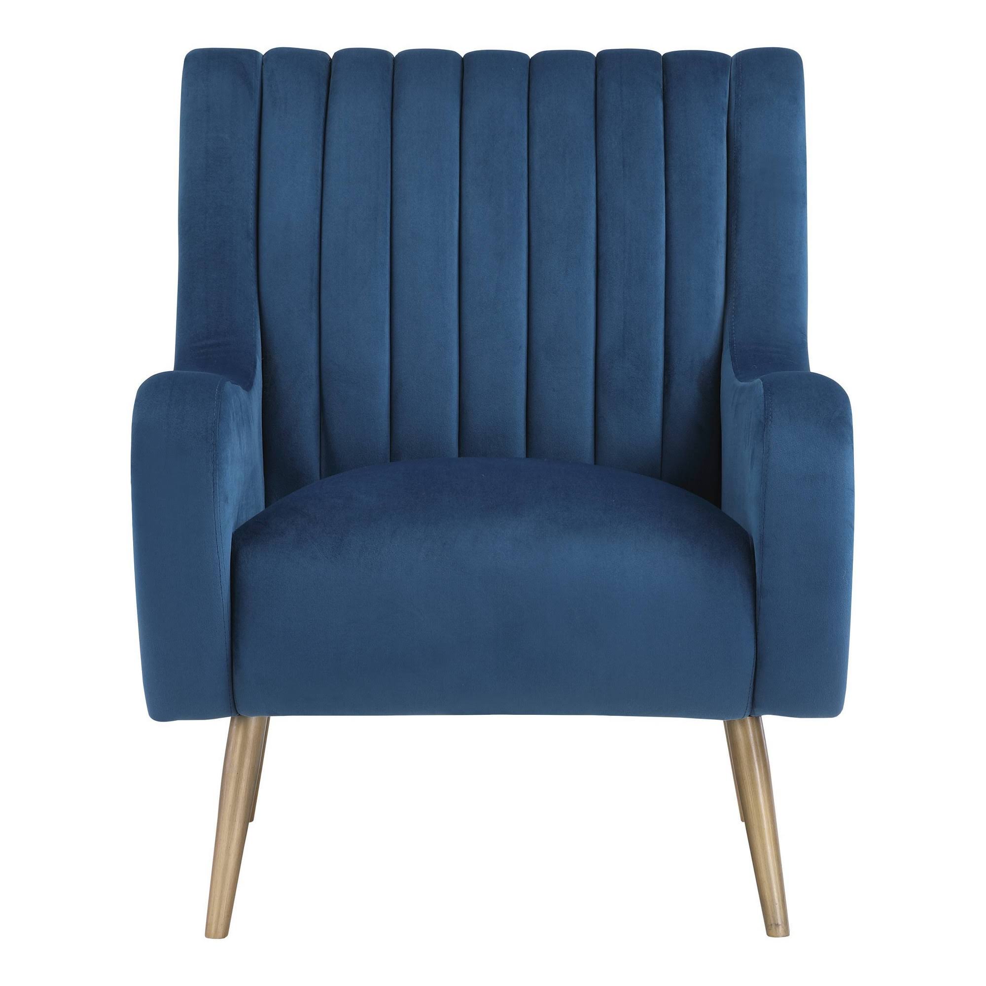 Midnight Blue Velvet Armchair with Gold Legs L317