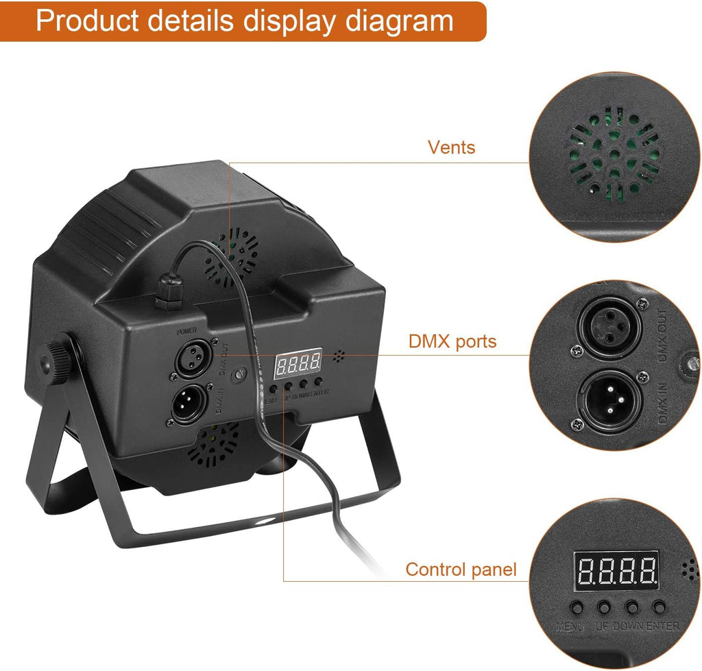 36 LED RGB Stage Lights with Remote 8 Pack Q61663