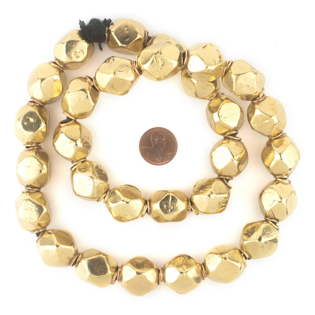 Brass Diamond Cut Hollow Tribal Beads (18mm) G6403