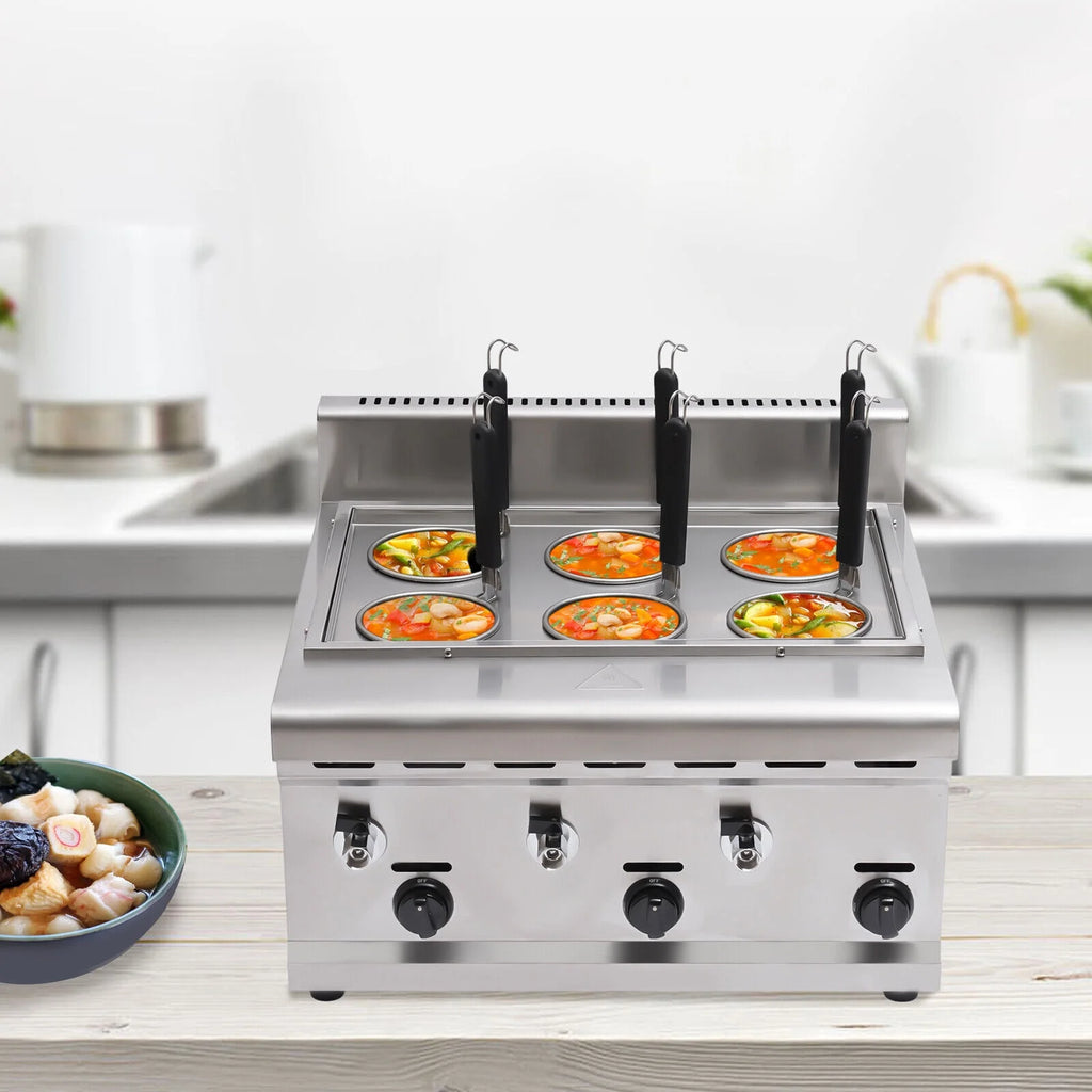 6 Holes Commercial Propane Gas Pasta Cooker J1646