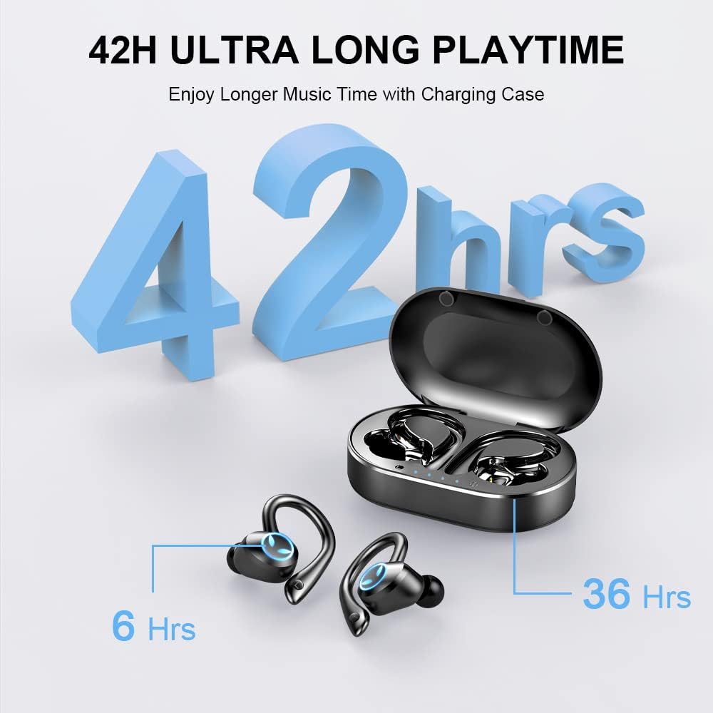 Wireless Bluetooth 5.1 Earbuds with Earhooks, Noise Cancelling Microphone, IP7 Waterproof Headset Q71611