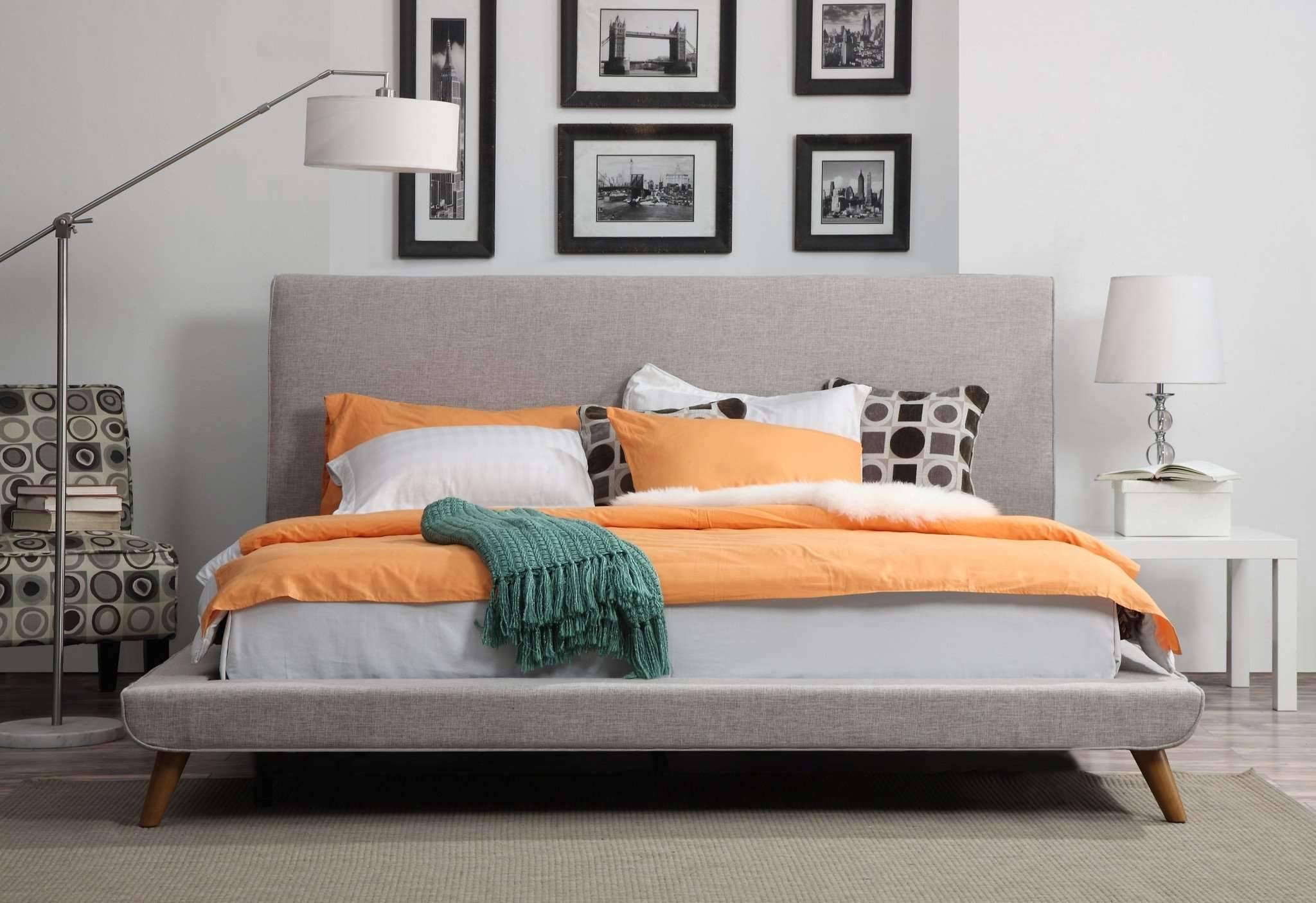Grey Linen Full Bed U9318
