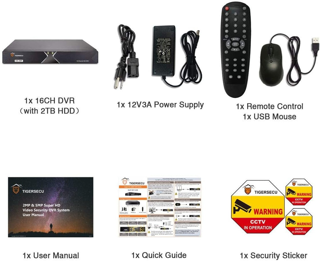 16-Channel Hybrid 4-in-1 DVR Security Recorder with 2TB Hard Drive Q511