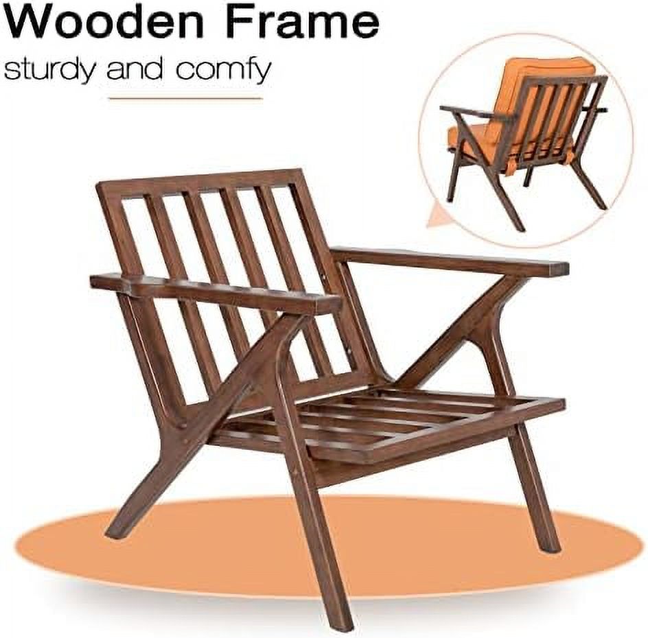 Mid Century Modern Solid Wood Faux Leather Armchair V341