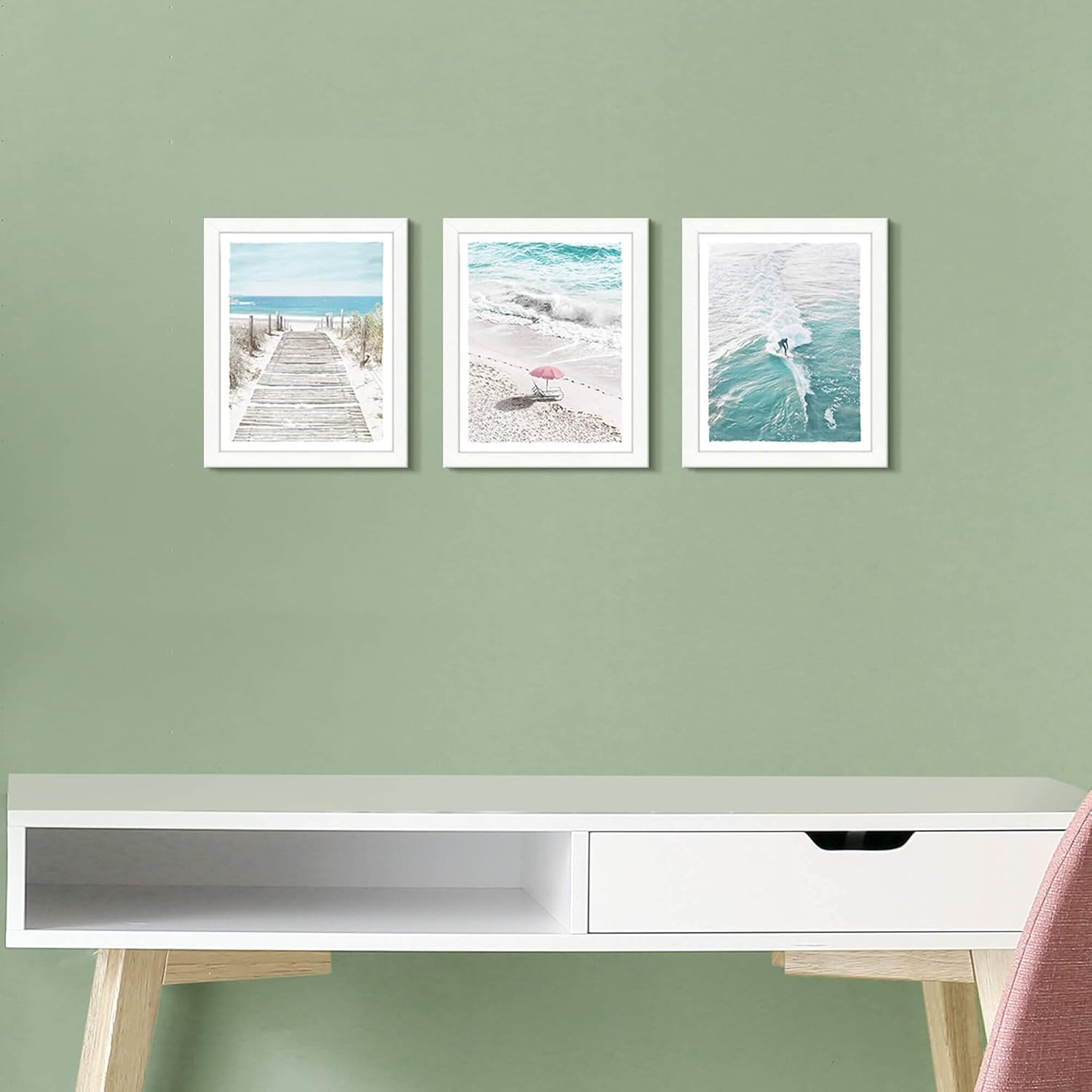 3 Piece Coastal Nautical Framed Wall Art Print D1155