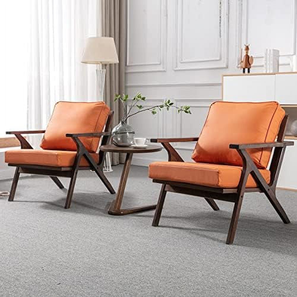 Mid Century Modern Solid Wood Faux Leather Armchair V341