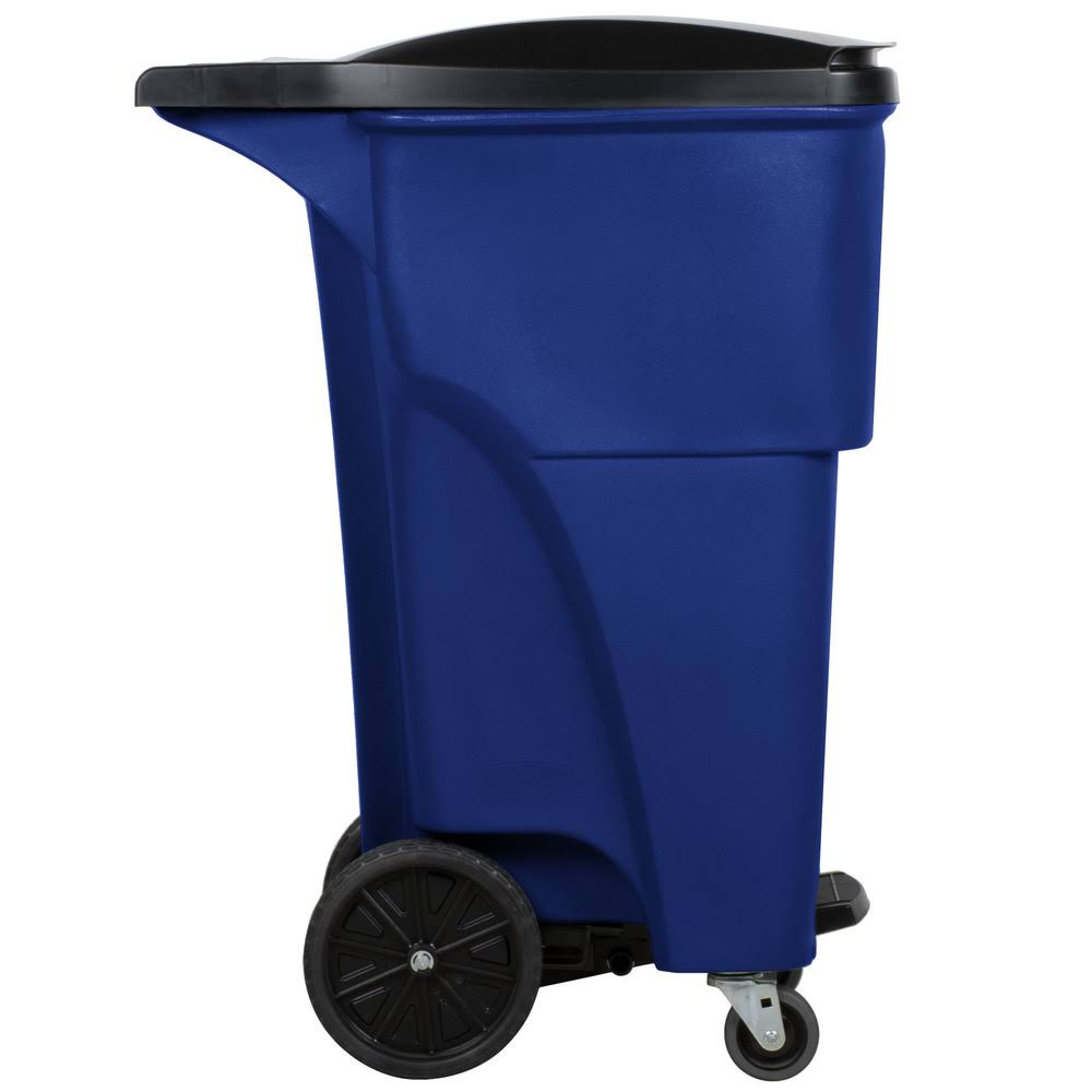 Blue Rectangular Rollout Trash Can R7016