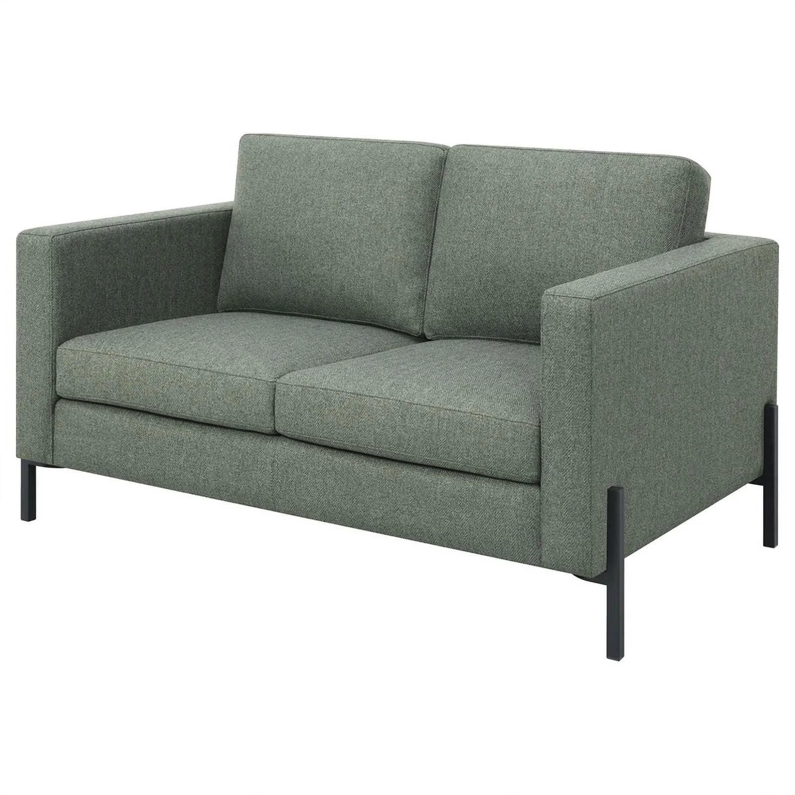 Sage Upholstered Fabric Loveseat with Track Arms S440
