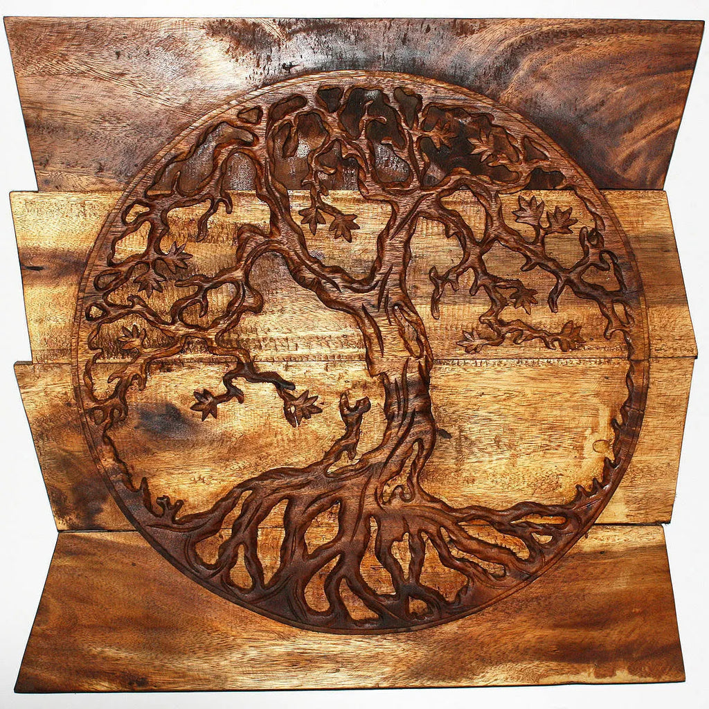 Walnut Wood Tree of Life Round Wall Art 24 x 24 in I92262