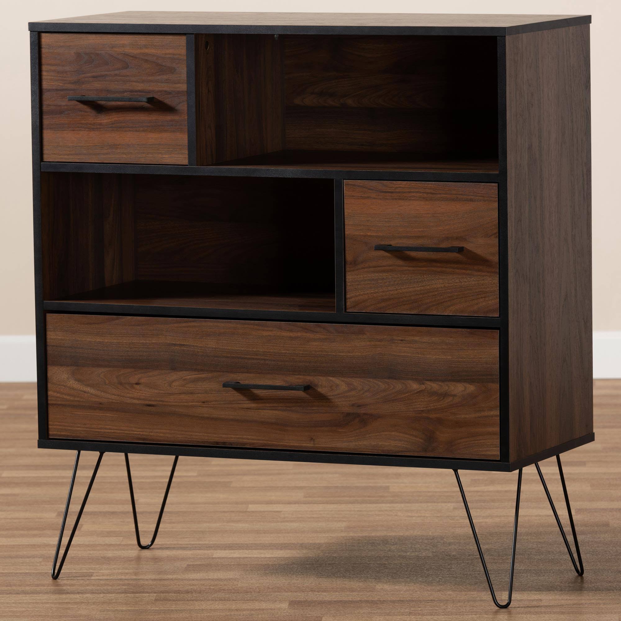 Walnut Brown 1-Drawer Wood Bookcase U206